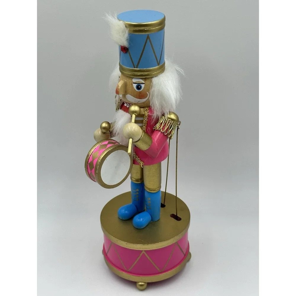Pink Blue Drummer Nutcracker 🎄 Jingles & Joy Musical Drum 12